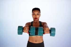 exercising with dumbbells